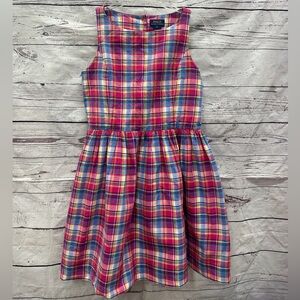 Polo Ralph Lauren Girls Preppy Plaid Open Back Dress Size 16